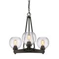 Golden Lighting Galveston 3 Light Chandelier in Rubbed Bronze with Seeded Glass 4855-3 RBZ-SD